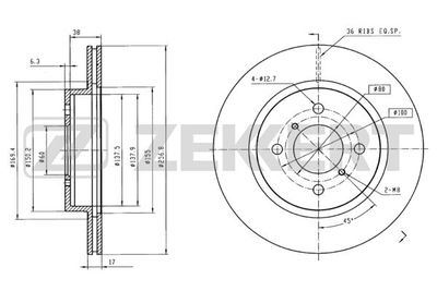 Диск тормозной передний Zekkert BS6079
