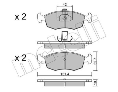 Комплект колодок для дискового тормоза METELLI 2202743
