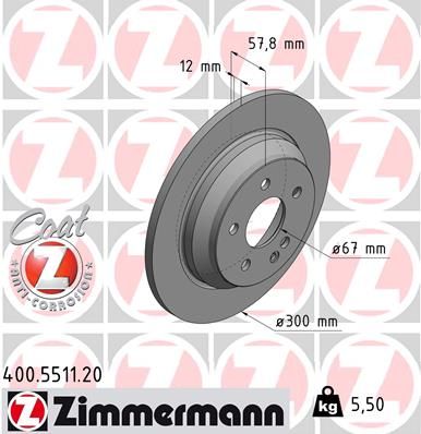 Диск тормозной задний ZIMMERMANN 400551120