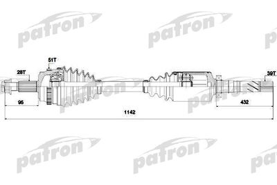 Полуось правая PATRON PDS0138