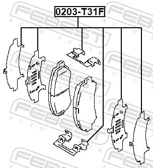 Комплект монтажный дисковых колодок FEBEST 0203T31F