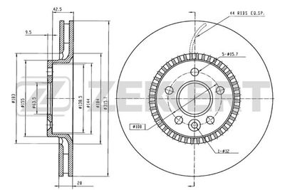 Диск тормозной передний Zekkert BS5263