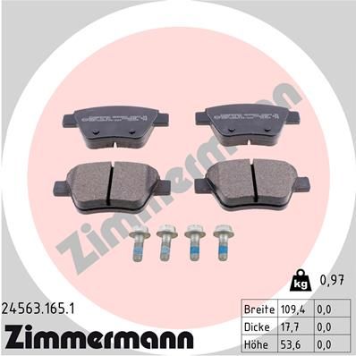 Колодки тормозные дисковые ZIMMERMANN 245631651
