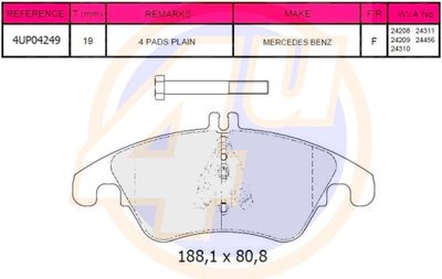 Колодки тормозные дисковые передние MERCEDES-BENZ A0074207520