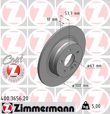 Диск тормозной задний ZIMMERMANN 400365620