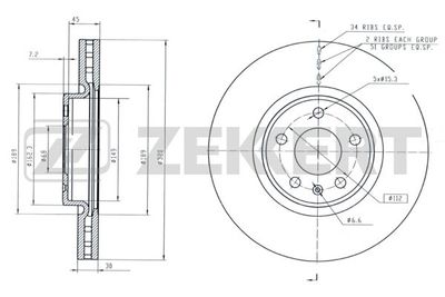 Диск тормозной передний Zekkert BS5845