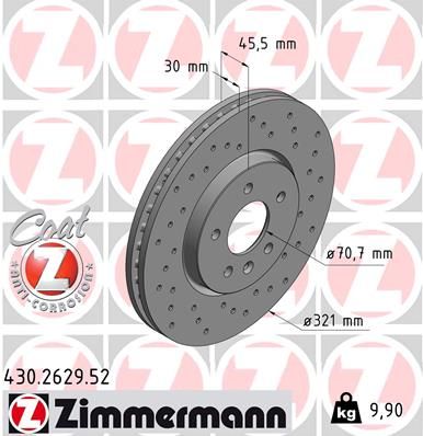 Диск тормозной передний ZIMMERMANN 430262952