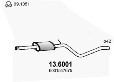 Глушитель средняя часть ASSO 136001