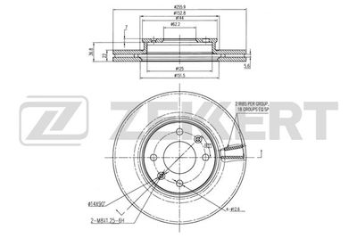 Диск тормозной передний Zekkert BS6236