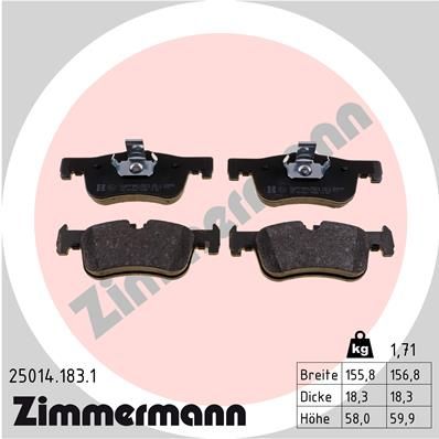 Колодки тормозные дисковые передние ZIMMERMANN 250141831