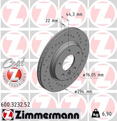 Диск тормозной ZIMMERMANN 600323252
