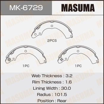 Колодки тормозные барабанные Masuma MK6729
