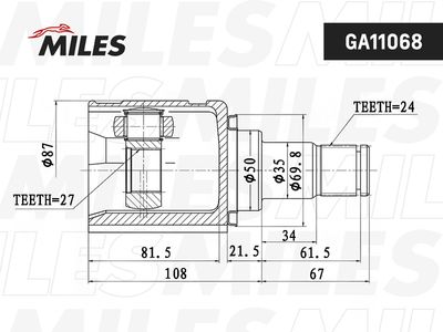 ШРУС внутренний левый Miles GA11068