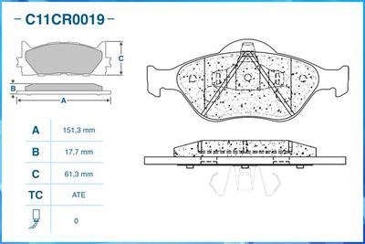 Колодки тормозные передние CWORKS C11CR0019