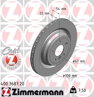 Диск тормозной ZIMMERMANN 400368720