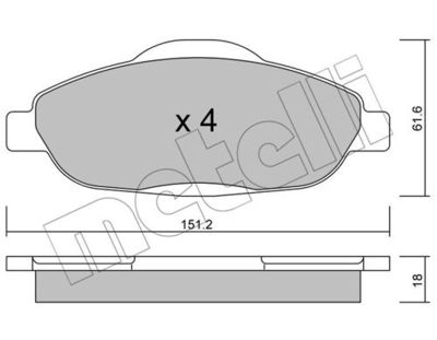 Комплект колодок для дискового тормоза METELLI 2208040