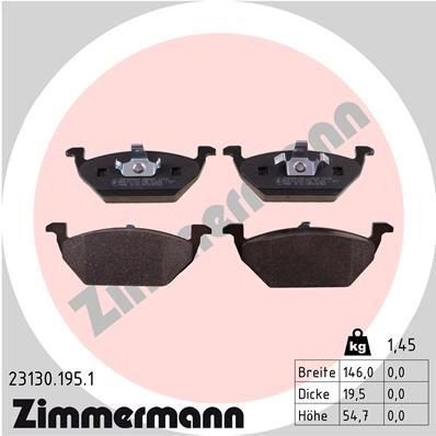 Колодки тормозные дисковые ZIMMERMANN 231301951