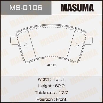Колодки тормозные дисковые Masuma MS0106