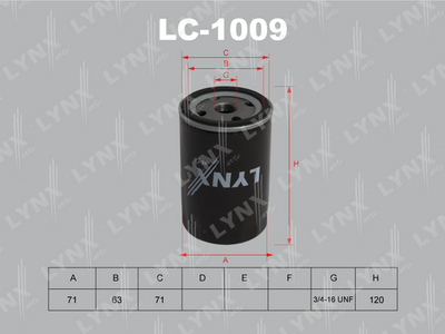 Фильтр масляный LYNXauto LC1009