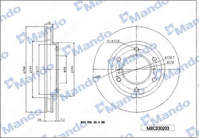Диск тормозной Mando MBC030203