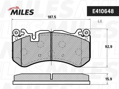 Колодки тормозные передние Miles E410648