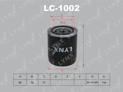 Фильтр масляный LYNXauto LC1002