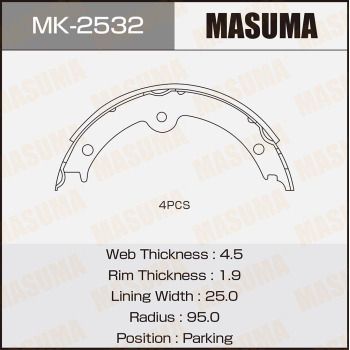 Колодки барабанный стояночного тормоза Masuma MK2532