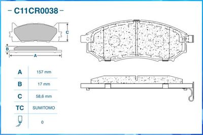 Колодки тормозные передние CWORKS C11CR0038