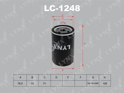 Фильтр масляный LYNXauto LC1248