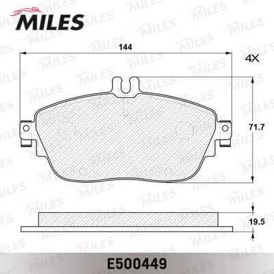 Колодки тормозные передние Miles E500449