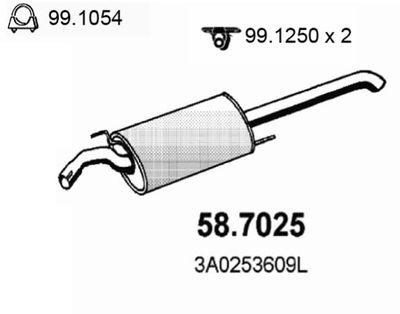 ASSO 58.7025 Глушитель задняя часть VW Passat B3/B4/Passat B3/B4 ...