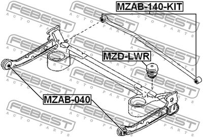 Сайлентблок задней поперечной тяги FEBEST MZAB140KIT
