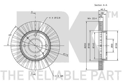 Диск тормозной передний NK 203010