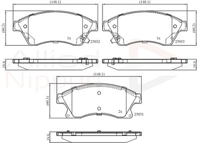 Колодки тормозные передние ALLIED NIPPON ADB32038