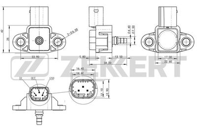 Датчик давления воздуха Zekkert SE1043