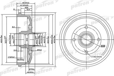 Барабан тормозной задний PATRON PDR1057