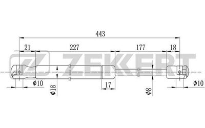 Пружина газовая багажника Zekkert GF1682