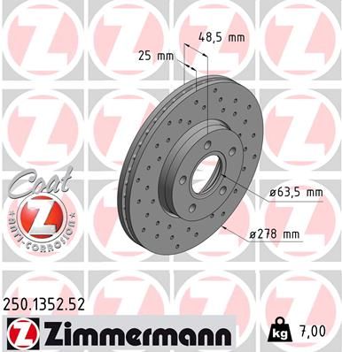 Диск тормозной спортивный ZIMMERMANN 250135252