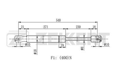 Пружина газовая багажника Zekkert GF2187