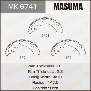 Колодки тормозные барабанные Masuma MK6741