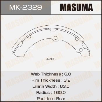 Колодки тормозные барабанные Masuma MK2329