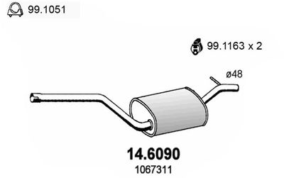 Глушитель средняя часть ASSO 146090