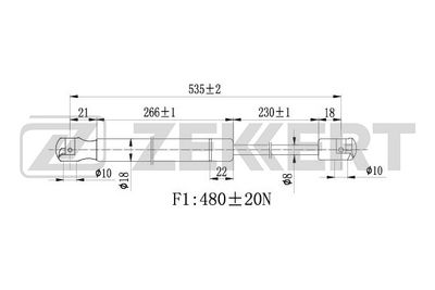 Пружина газовая багажника Zekkert GF1583
