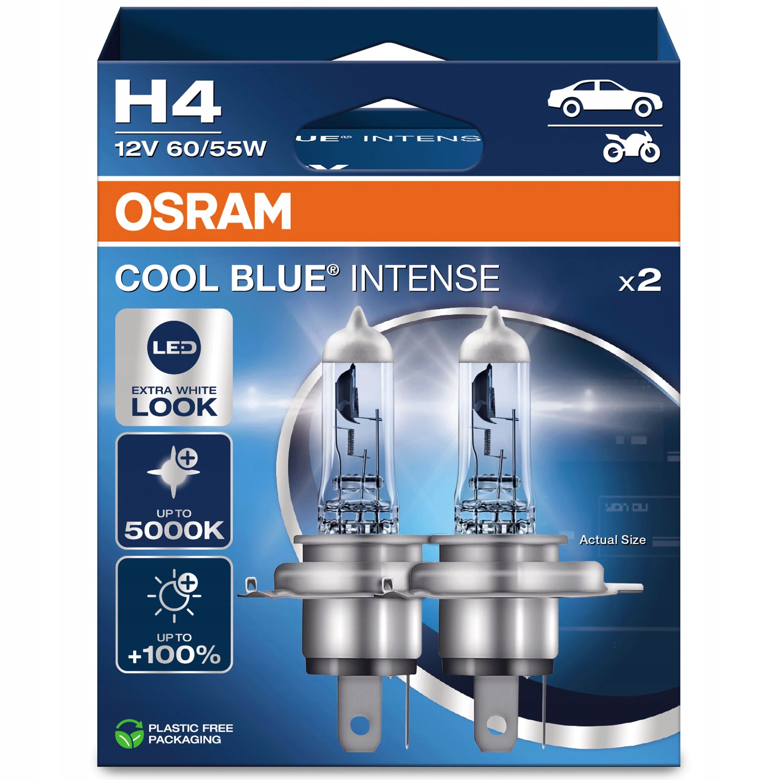 Лампа H4 P43t OSRAM COOL BLUE INTENSE (Next Gen) 12V 60/55W 5000K 64193CBN2HB