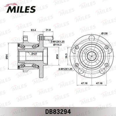 Подшипник ступицы колеса комплект Miles DB83294