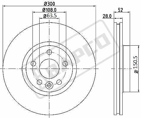 Диск тормозной вентилируемый BAPCO BD0554