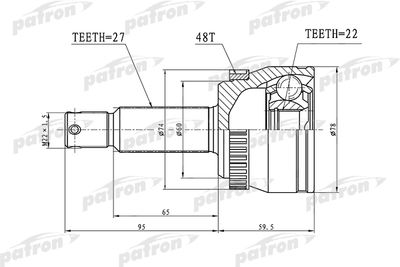 ШРУС наружный с кольцом АБС задний PATRON PCV1018