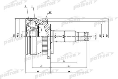 ШРУС наружный комплект PATRON PCV1661