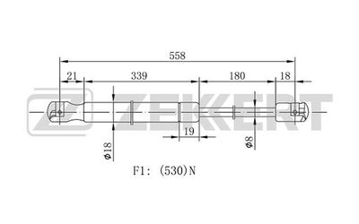 Пружина газовая багажника Zekkert GF1904