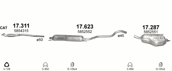 Глушитель средняя часть POLMOSTROW 17623
